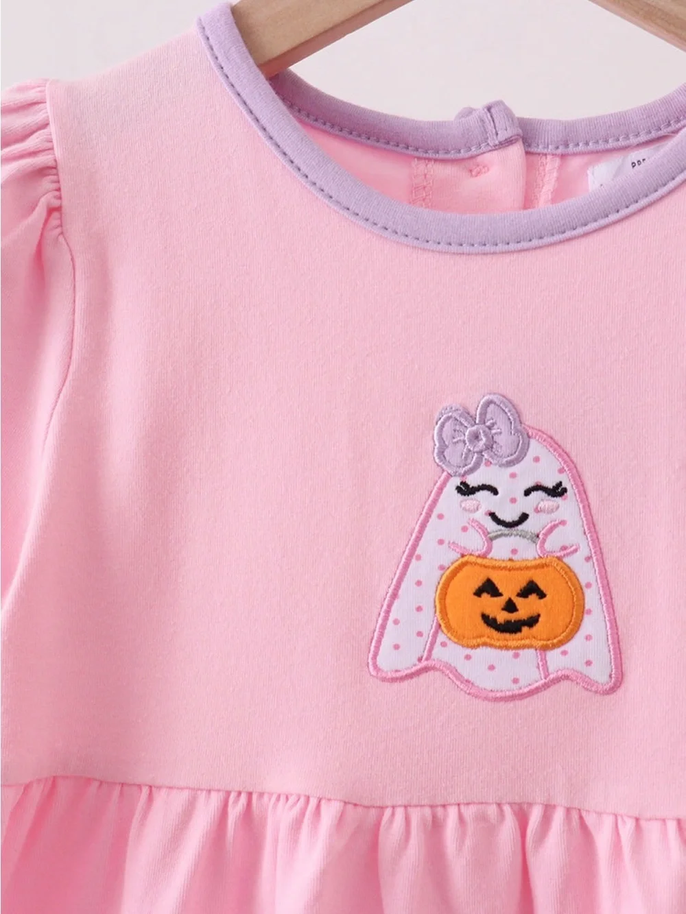 NWT Abby & Evie Kids Pink Short-Sleeve Dress with Ghost Patch